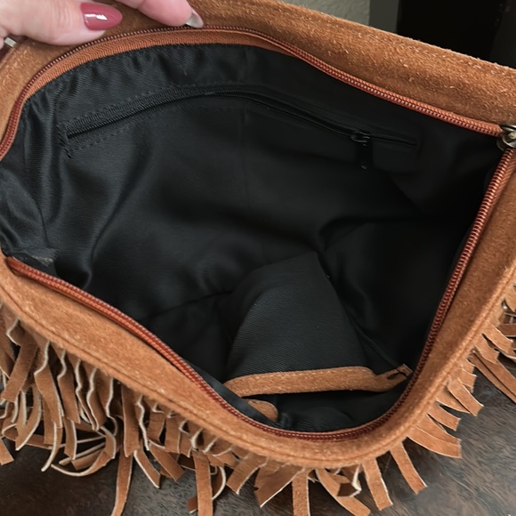 Suede Leather Fringe Wristlet/Clutch - Picture 3 of 4